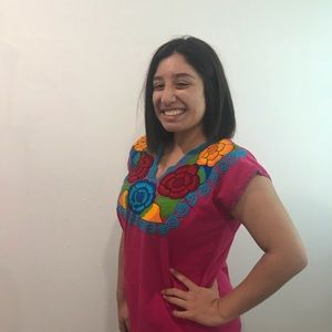 Pink Mexican Embroidered Blouse
